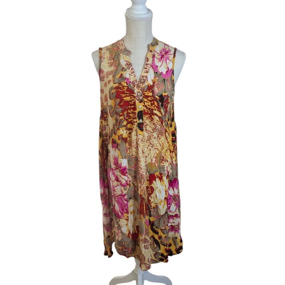 Seven Islands Floral Sleeveless Asymmetric Dress Medium
